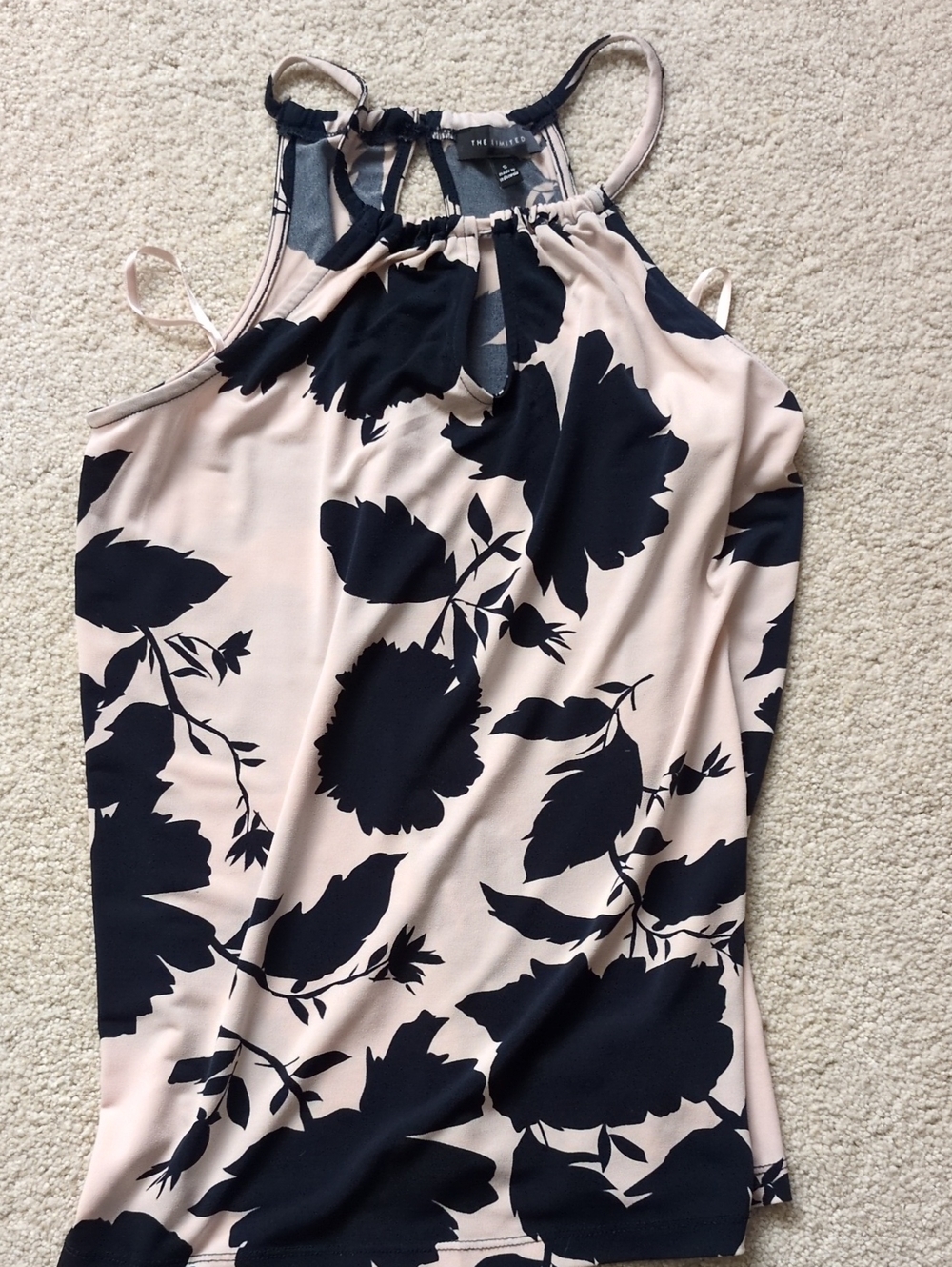 The Limited Pink & Black Floral Halter Tank